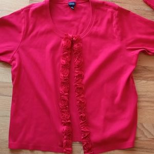Red cardigan beautiful detail. Great Condition!